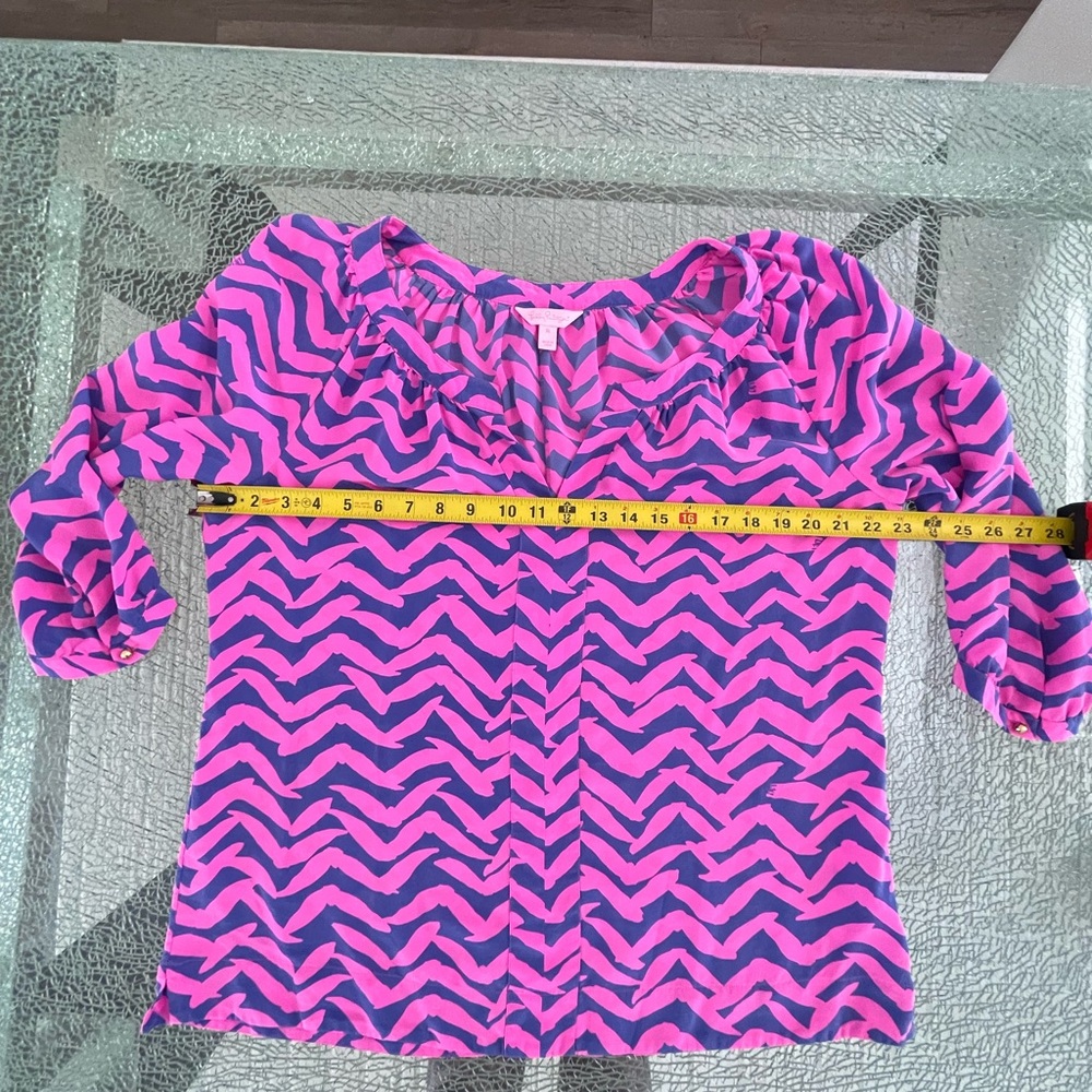 Lilly Pulitzer Pink and Purple Chevron Print Blouse - Picture 3 of 8